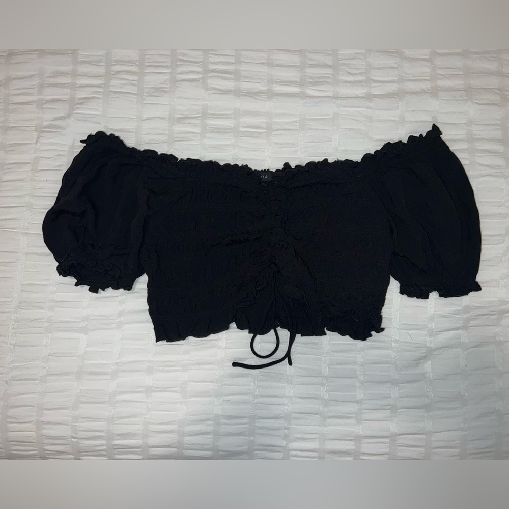 Ruched Off The Shoulder Crop Top